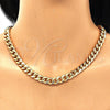Collar y Pulsera 06.319.0007 Oro Laminado, Diseño de Miami Cubana, Pulido, Tono Dorado