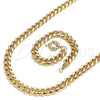 Collar y Pulsera 06.319.0007 Oro Laminado, Diseño de Miami Cubana, Pulido, Tono Dorado