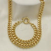 Collar y Pulsera 06.319.0007 Oro Laminado, Diseño de Miami Cubana, Pulido, Tono Dorado