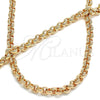 Collar y Pulsera 06.378.0002 Oro Laminado, Diseño de Rolo, Diamantado, Tono Dorado