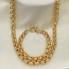 Collar y Pulsera 06.378.0002 Oro Laminado, Diseño de Rolo, Diamantado, Tono Dorado
