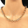 Collar y Pulsera 06.378.0003 Oro Laminado, Diseño de Rolo, Pulido, Tono Dorado