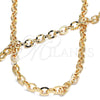 Collar y Pulsera 06.378.0003 Oro Laminado, Diseño de Rolo, Pulido, Tono Dorado