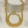 Collar y Pulsera 06.378.0003 Oro Laminado, Diseño de Rolo, Pulido, Tono Dorado