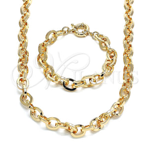 Collar y Pulsera 06.378.0003 Oro Laminado, Diseño de Rolo, Pulido, Tono Dorado