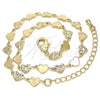 Tobillera Elegante 03.145.0010.10 Oro Laminado, Diseño de Corazón, Pulido, Tono Dorado (Grosor 05.3 MM, 10 Pulgadas de Largo)
