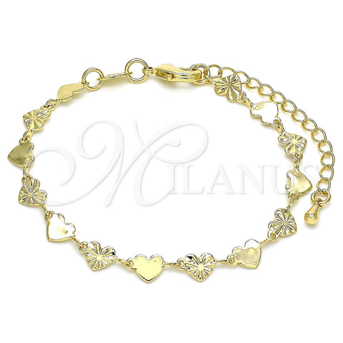 Pulsera Elegante 03.145.0010.06 Oro Laminado, Diseño de Corazón, Pulido, Tono Dorado (Grosor 05 MM, 6 Pulgadas de Largo)