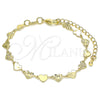 Pulsera Elegante 03.145.0010.06 Oro Laminado, Diseño de Corazón, Pulido, Tono Dorado (Grosor 05 MM, 6 Pulgadas de Largo)