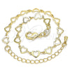 Pulsera Elegante 03.145.0011.08 Oro Laminado, Diseño de Corazón, Pulido, Tono Dorado (05 MM Thickness, 8 Inches Length)