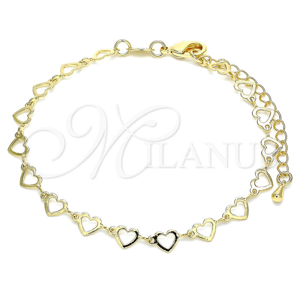 Pulsera Elegante 03.145.0011.08 Oro Laminado, Diseño de Corazón, Pulido, Tono Dorado (05 MM Thickness, 8 Inches Length)