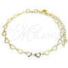 Pulsera Elegante 03.145.0011.08 Oro Laminado, Diseño de Corazón, Pulido, Tono Dorado (05 MM Thickness, 8 Inches Length)