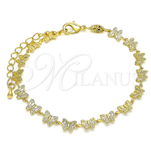 Pulsera Elegante 03.145.0012.08 Oro Laminado, Diseño de Mariposa, Pulido, Tono Dorado (06 MM Thickness, 8 Inches Length)