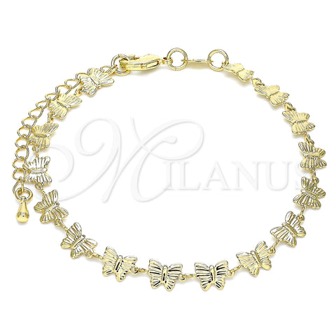 Pulsera Elegante 03.145.0013.08 Oro Laminado, Diseño de Mariposa, Pulido, Tono Dorado (06 MM Thickness, 8 Inches Length)
