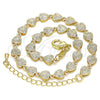 Tobillera Elegante 03.145.0014.10 Oro Laminado, Diseño de Corazón, Pulido, Tono Dorado (Grosor 06 MM, 10 Pulgadas de Largo)
