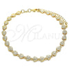 Tobillera Elegante 03.145.0014.10 Oro Laminado, Diseño de Corazón, Pulido, Tono Dorado (Grosor 06 MM, 10 Pulgadas de Largo)