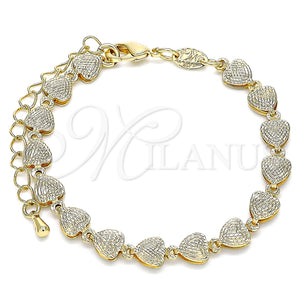 Pulsera Elegante 03.145.0014.06 Oro Laminado, Diseño de Corazón, Pulido, Tono Dorado (Grosor 06 MM, 6 Pulgadas de Largo)