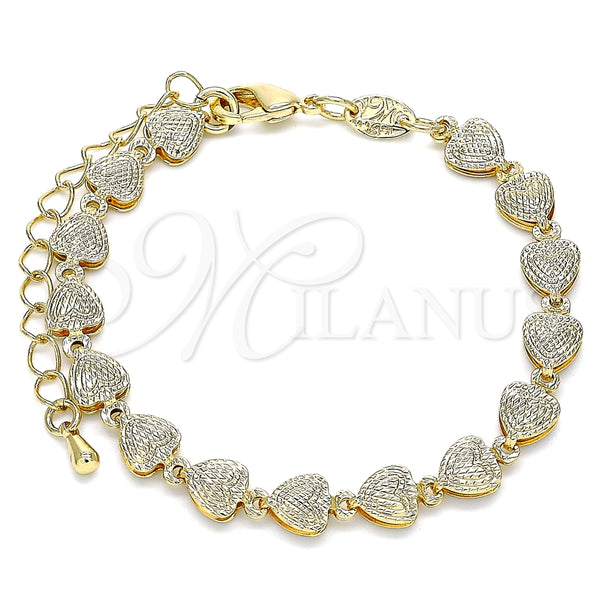 Pulsera Elegante 03.145.0014.06 Oro Laminado, Diseño de Corazón, Pulido, Tono Dorado (Grosor 06 MM, 6 Pulgadas de Largo)