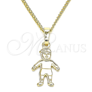 Collares con Dije 04.213.0194.20 Oro Laminado, Diseño de Niñito Pequeño, Pulido, Tono Dorado (01 MM Thickness, 20 Inches Length)