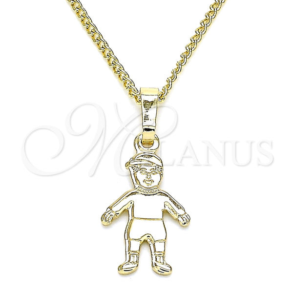 Collares con Dije 04.213.0194.20 Oro Laminado, Diseño de Niñito Pequeño, Pulido, Tono Dorado (01 MM Thickness, 20 Inches Length)