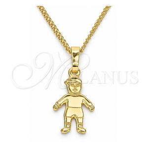 Collares con Dije 04.213.0194.20 Oro Laminado, Diseño de Niñito Pequeño, Pulido, Tono Dorado (Grosor 01 MM, 20 Pulgadas de Largo)