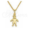 Collares con Dije 04.213.0194.20 Oro Laminado, Diseño de Niñito Pequeño, Pulido, Tono Dorado (Grosor 01 MM, 20 Pulgadas de Largo)