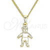 Collares con Dije 04.213.0194.20 Oro Laminado, Diseño de Niñito Pequeño, Pulido, Tono Dorado (01 MM Thickness, 20 Inches Length)