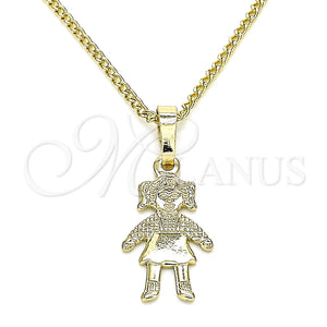 Collares con Dije 04.213.0195.20 Oro Laminado, Diseño de Niñita Pequeña, Pulido, Tono Dorado (01 MM Thickness, 20 Inches Length)