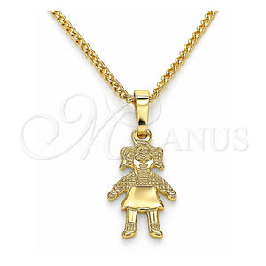 Collares con Dije 04.213.0195.20 Oro Laminado, Diseño de Niñita Pequeña, Pulido, Tono Dorado (Grosor 01 MM, 20 Pulgadas de Largo)