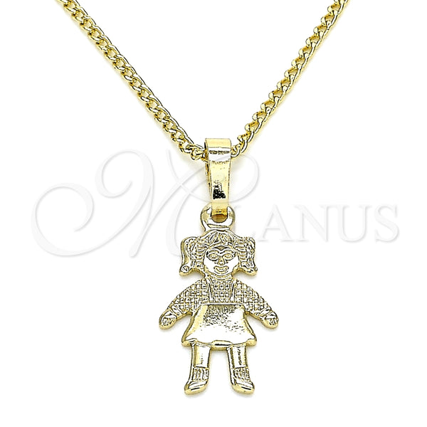 Collares con Dije 04.213.0195.20 Oro Laminado, Diseño de Niñita Pequeña, Pulido, Tono Dorado (01 MM Thickness, 20 Inches Length)