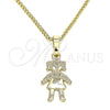 Collares con Dije 04.213.0195.20 Oro Laminado, Diseño de Niñita Pequeña, Pulido, Tono Dorado (01 MM Thickness, 20 Inches Length)