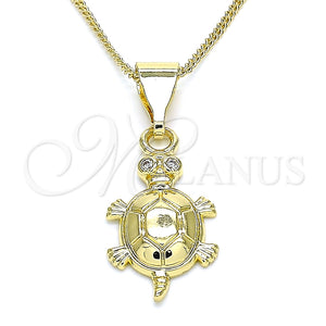 Collares con Dije 04.253.0011.20 Oro Laminado, Diseño de Tetera, con Blanca Micro Pave, Pulido, Tono Dorado (01 MM Thickness, 20 Inches Length)
