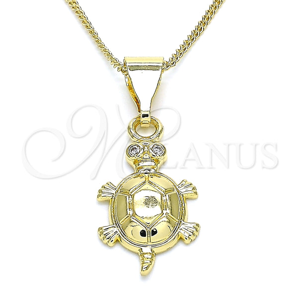 Collares con Dije 04.253.0011.20 Oro Laminado, Diseño de Tetera, con Blanca Micro Pave, Pulido, Tono Dorado (01 MM Thickness, 20 Inches Length)
