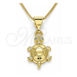 Collares con Dije 04.253.0011.20 Oro Laminado, Diseño de Tetera, con Micro Pave Blanca, Pulido, Tono Dorado (Grosor 01 MM, 20 Pulgadas de Largo)