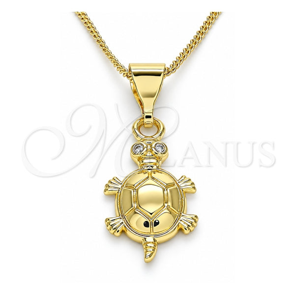 Collares con Dije 04.253.0011.20 Oro Laminado, Diseño de Tetera, con Micro Pave Blanca, Pulido, Tono Dorado (Grosor 01 MM, 20 Pulgadas de Largo)