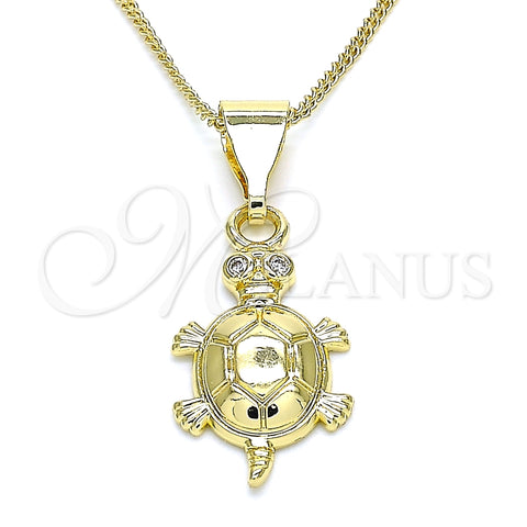 Collares con Dije 04.253.0011.20 Oro Laminado, Diseño de Tetera, con Blanca Micro Pave, Pulido, Tono Dorado (01 MM Thickness, 20 Inches Length)
