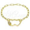 Pulsera Elegante 03.341.0069.07 Oro Laminado, Diseño de Corazón, con Blanca Micro Pave, Pulido, Tono Dorado (04 MM Thickness, 7 Inches Length)