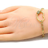 Pulsera Elegante 03.341.0070.07 Oro Laminado, Diseño de Labios, con Blanca Micro Pave, Pulido, Tono Dorado (04 MM Thickness, 7 Inches Length)