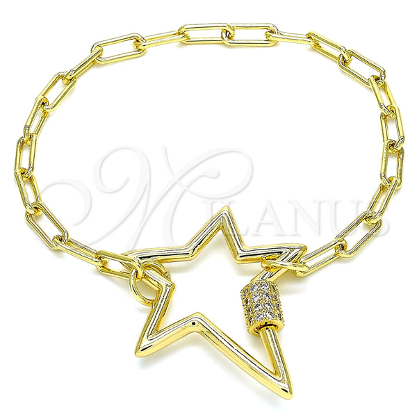 Pulsera Elegante 03.341.0072.07 Oro Laminado, con Blanca Micro Pave, Pulido, Tono Dorado (04 MM Thickness, 7 Inches Length)