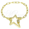 Pulsera Elegante 03.341.0072.07 Oro Laminado, con Blanca Micro Pave, Pulido, Tono Dorado (04 MM Thickness, 7 Inches Length)