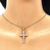 Collares con Dije 04.284.0023.18 Oro Laminado, Diseño de Cruz, con Blanca Zirconia Cubica, Pulido, Tono Dorado (01 MM Thickness, 18 Inches Length)