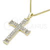 Collares con Dije 04.284.0023.18 Oro Laminado, Diseño de Cruz, con Blanca Zirconia Cubica, Pulido, Tono Dorado (01 MM Thickness, 18 Inches Length)