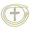 Collares con Dije 04.284.0023.18 Oro Laminado, Diseño de Cruz, con Blanca Zirconia Cubica, Pulido, Tono Dorado (01 MM Thickness, 18 Inches Length)