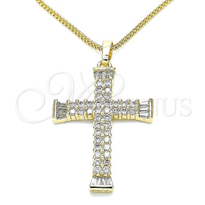 Collares con Dije 04.284.0023.18 Oro Laminado, Diseño de Cruz, con Blanca Zirconia Cubica, Pulido, Tono Dorado (01 MM Thickness, 18 Inches Length)