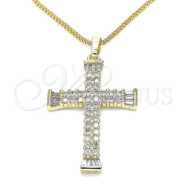 Collares con Dije 04.284.0023.18 Oro Laminado, Diseño de Cruz, con Blanca Zirconia Cubica, Pulido, Tono Dorado (01 MM Thickness, 18 Inches Length)