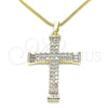 Collares con Dije 04.284.0023.18 Oro Laminado, Diseño de Cruz, con Blanca Zirconia Cubica, Pulido, Tono Dorado (01 MM Thickness, 18 Inches Length)