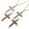 Collares con Dije 04.284.0023.18 Oro Laminado, Diseño de Cruz, con Blanca Zirconia Cubica, Pulido, Tono Dorado (01 MM Thickness, 18 Inches Length)
