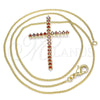 Collares con Dije 04.284.0024.1.20 Oro Laminado, Diseño de Cruz, con Zirconia Cubica Granate, Pulido, Tono Dorado (Grosor 01 MM, 20 Pulgadas de Largo)