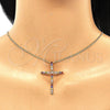 Collares con Dije 04.284.0024.3.18 Oro Laminado, Diseño de Cruz, con Multicolor Micro Pave, Pulido, Tono Dorado (01 MM Thickness, 18 Inches Length)