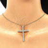 Collares con Dije 04.284.0025.18 Oro Laminado, Diseño de Cruz, con Blanca Zirconia Cubica, Pulido, Tono Dorado (01 MM Thickness, 18 Inches Length)