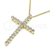 Collares con Dije 04.284.0025.18 Oro Laminado, Diseño de Cruz, con Blanca Zirconia Cubica, Pulido, Tono Dorado (01 MM Thickness, 18 Inches Length)